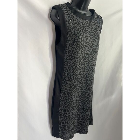 Lapis Leopard Print Black Grey Sheath Dress Sze L Animal Print Office Career 90s - Picture 3 of 11